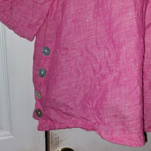 Tahari pink 100% linen tunic top 3/4 length sleeve Sz 1X - Picture 3 of 5